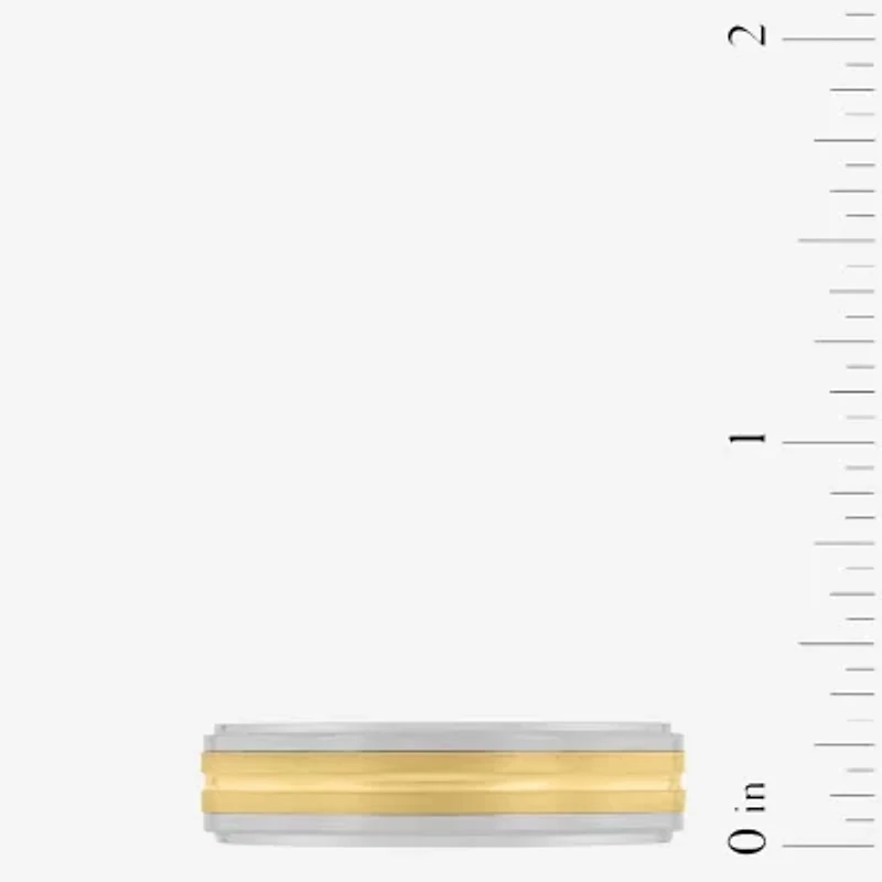 Mens 6MM 14K Gold Tungsten Wedding Band