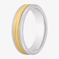 Mens 6MM 14K Gold Tungsten Wedding Band
