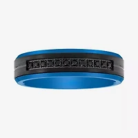 Mens 6MM Diamond Accent Natural Black Tungsten Wedding Band