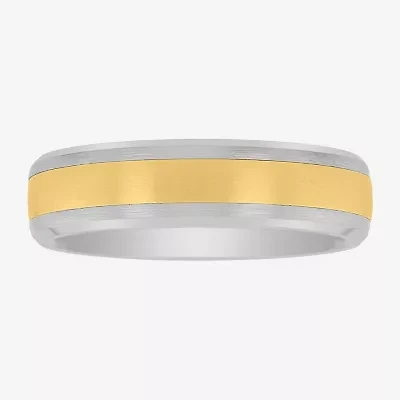 Mens 6MM 14K Gold Tungsten Wedding Band