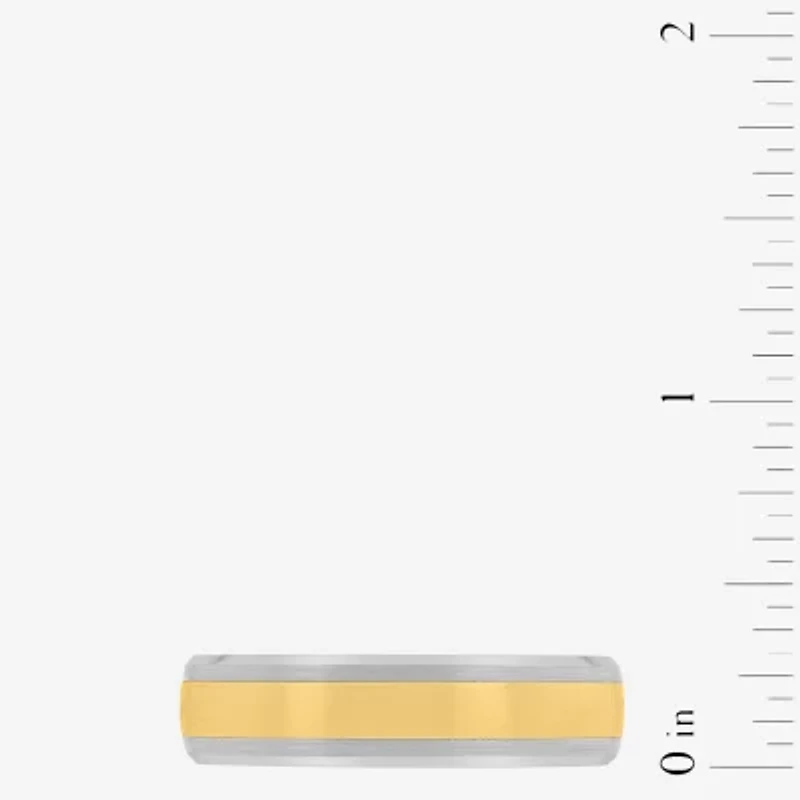 Mens 6MM 14K Gold Tungsten Wedding Band