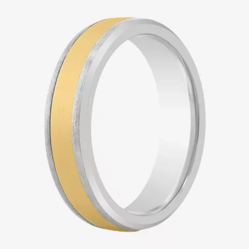 Mens 6MM 14K Gold Tungsten Wedding Band