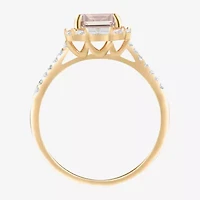 Yes, Please! Womens Lab Created Pink Sapphire 14K Gold Over Silver Side Stone Cocktail Ring