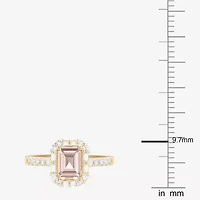 Yes, Please! Womens Lab Created Pink Sapphire 14K Gold Over Silver Side Stone Cocktail Ring