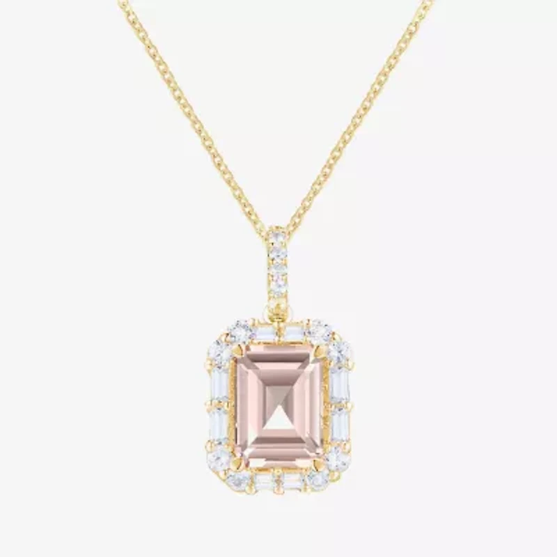 Yes, Please! Womens Lab Created Pink Sapphire 14K Gold Over Silver 18 Inch Pendant Necklace