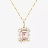 Yes, Please! Womens Lab Created Pink Sapphire 14K Gold Over Silver 18 Inch Pendant Necklace
