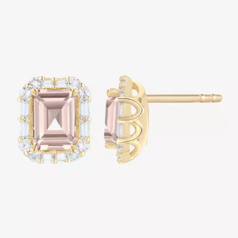 Yes, Please! Lab Created Pink Sapphire 14K Gold Over Silver 8mm Stud Earrings