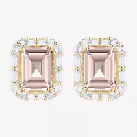 Yes, Please! Lab Created Pink Sapphire 14K Gold Over Silver 8mm Stud Earrings