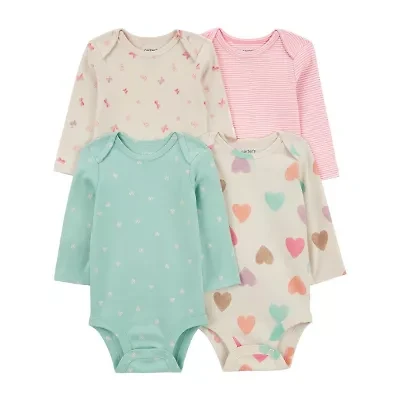 Carter's Baby Girls Crew Neck Long Sleeve Rib Bodysuit