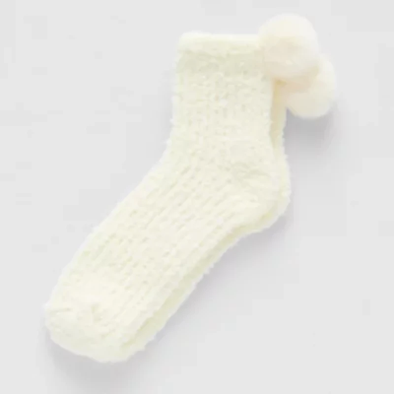Arizona Rib Pom Pom Short Womens 1 Pair Crew Socks