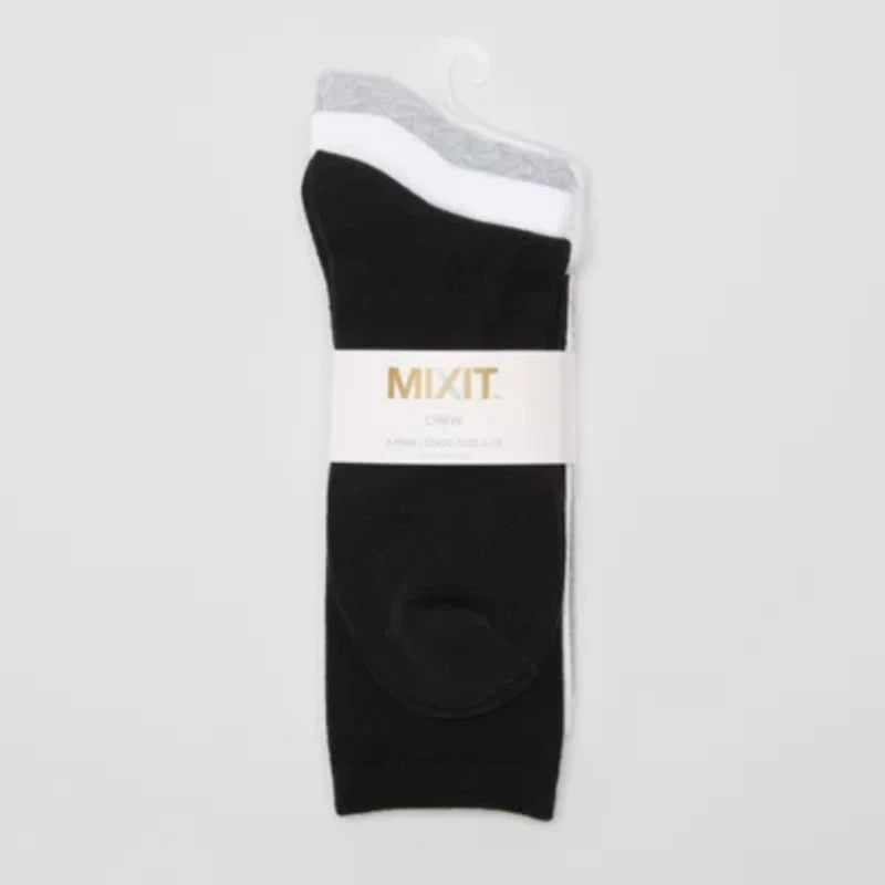 Mixit Everyday Essential Womens 3 Pair Crew Socks