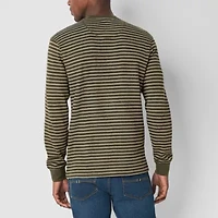 U.S. Polo Assn. Stripe Mens Henley Neck Long Sleeve Embroidered Classic Fit Thermal Top