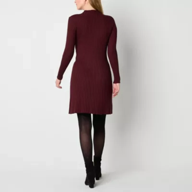 Melonie T Womens Long Sleeve Sweater Dress