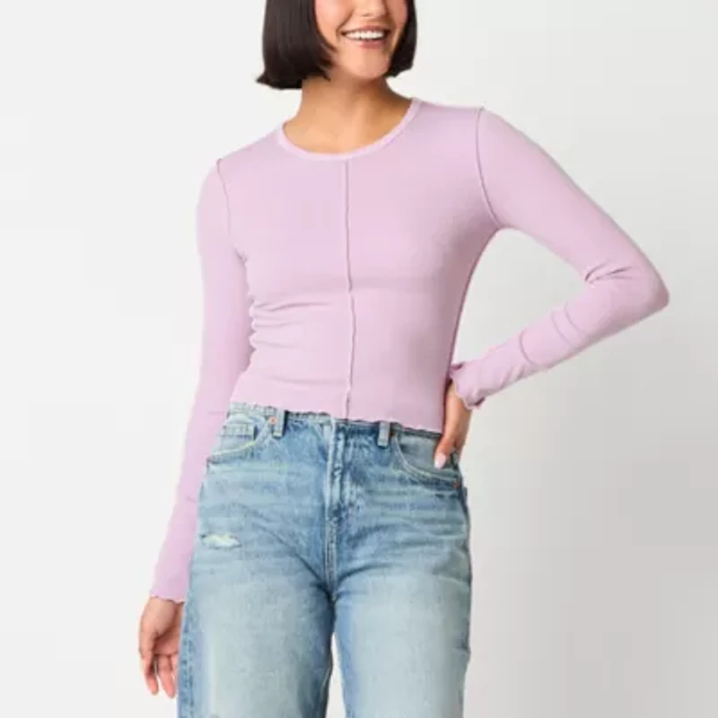 Arizona Womens Crew Neck Long Sleeve Juniors T-Shirt