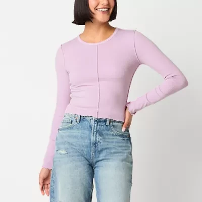Arizona Womens Crew Neck Long Sleeve Juniors T-Shirt
