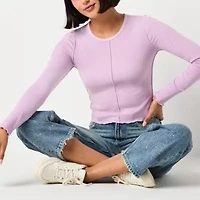 Arizona Womens Crew Neck Long Sleeve Juniors T-Shirt