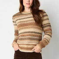 St. John's Bay Womens Crew Neck Long Sleeve Pullover Sweater