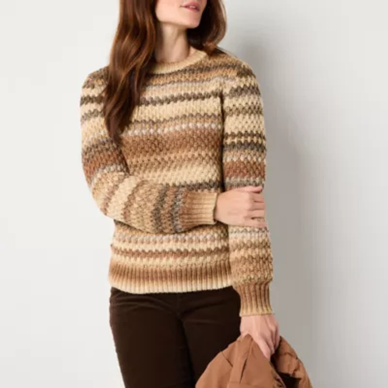 St. John's Bay Womens Crew Neck Long Sleeve Pullover Sweater
