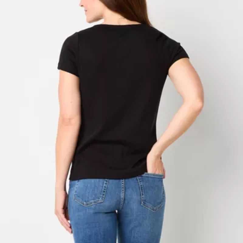 St. John's Bay Womens Crew Neck Short Sleeve T-Shirt