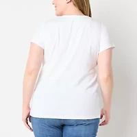 St. John's Bay Womens Plus Crew Neck Short Sleeve T-Shirt