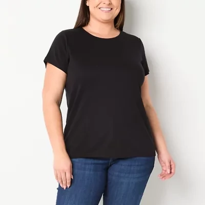 St. John's Bay Womens Crew Neck Short Sleeve Plus T-Shirt