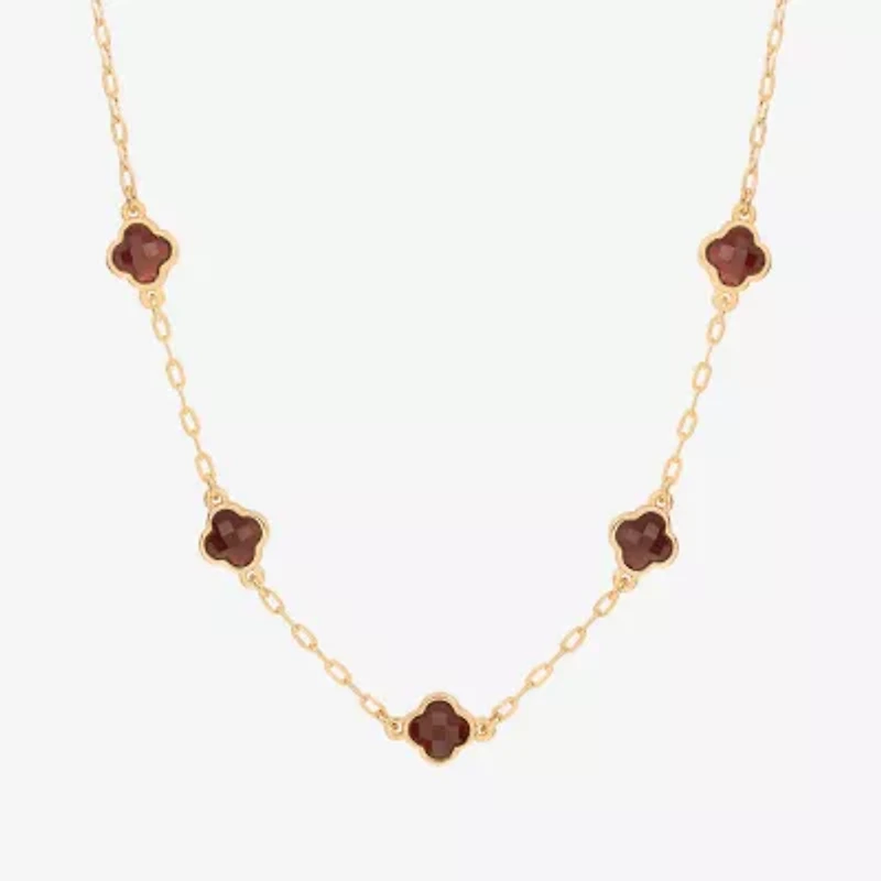 Bijoux Bar Delicates Gold Tone Womens Red 16 Inch Collar Necklace
