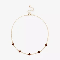 Bijoux Bar Delicates Gold Tone Womens Red 16 Inch Collar Necklace