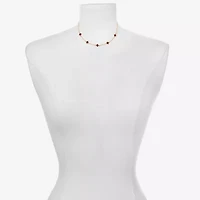 Bijoux Bar Delicates Gold Tone Womens Red 16 Inch Collar Necklace