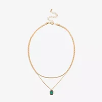 Bijoux Bar Delicates Gold Tone Womens Green Glass 16 Inch Strand Necklace
