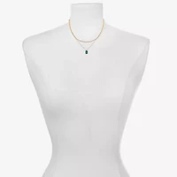 Bijoux Bar Delicates Gold Tone Womens Green Glass 16 Inch Strand Necklace