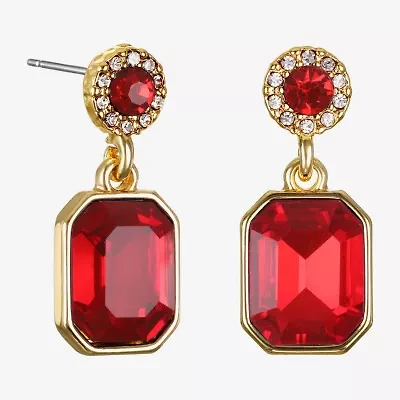 Bijoux Bar Delicates Womens Green Glass Drop Earrings