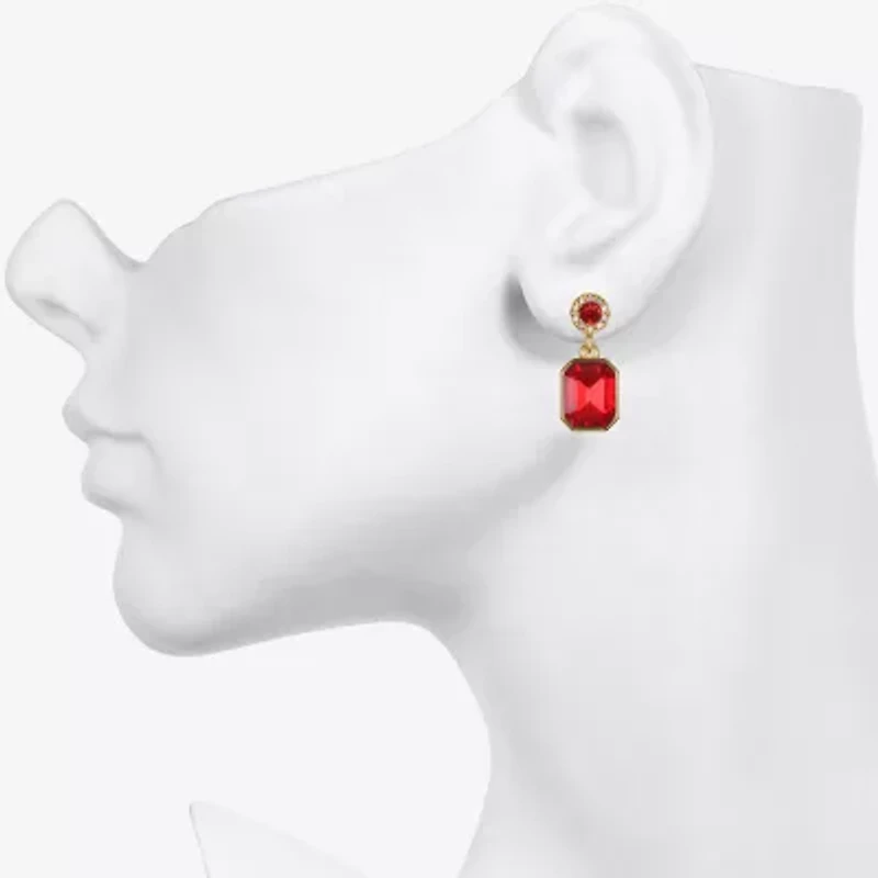 Bijoux Bar Delicates Womens Green Glass Drop Earrings