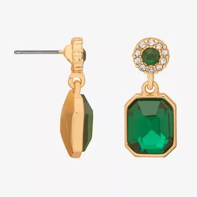Bijoux Bar Delicates Womens Green Glass Drop Earrings