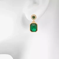 Bijoux Bar Delicates Womens Green Glass Drop Earrings