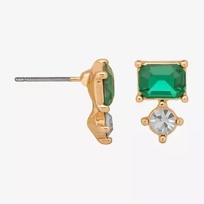 Bijoux Bar Delicates Gold Tone Green Glass 13.8mm Stud Earrings