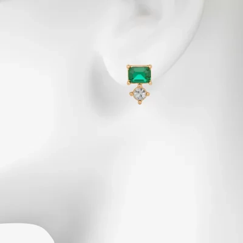 Bijoux Bar Delicates Gold Tone Green Glass 13.8mm Stud Earrings