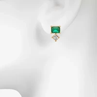Bijoux Bar Delicates Gold Tone Green Glass 13.8mm Stud Earrings