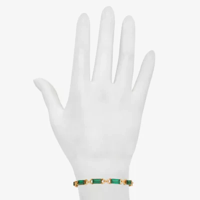 Bijoux Bar Delicates Gold Tone Womens Green Glass Tennis Bracelet