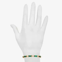 Bijoux Bar Delicates Gold Tone Womens Green Glass Tennis Bracelet