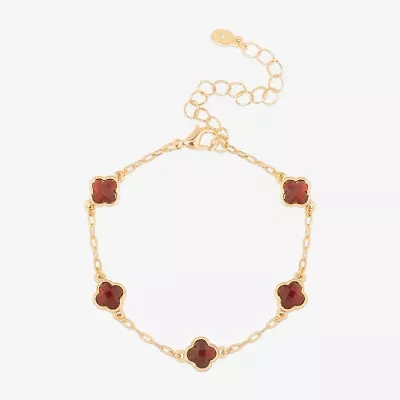 Bijoux Bar Delicates Gold Tone Womens Solid Link Clover Chain Bracelet