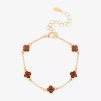 Bijoux Bar Delicates Gold Tone Womens Solid Link Clover Chain Bracelet