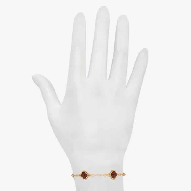 Bijoux Bar Delicates Gold Tone Womens Solid Link Clover Chain Bracelet