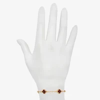 Bijoux Bar Delicates Gold Tone Womens Solid Link Clover Chain Bracelet