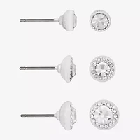 Bijoux Bar Silver Tone Womens Glass 3 Pair Earring Set