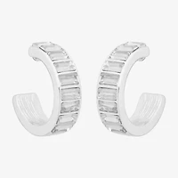 Bijoux Bar Silver Tone Womens Glass 17.5mm Hoop Earrings