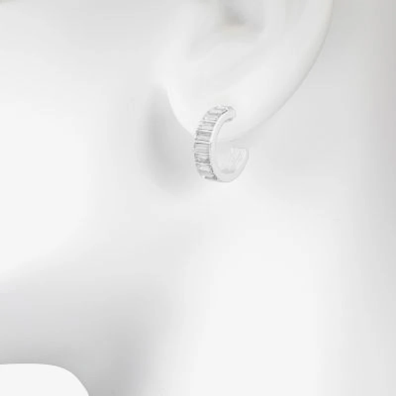 Bijoux Bar Silver Tone Womens Glass 17.5mm Hoop Earrings