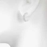 Bijoux Bar Silver Tone Womens Glass 17.5mm Hoop Earrings
