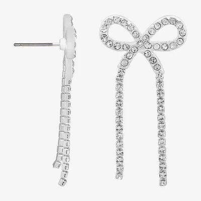 Bijoux Bar Silver Tone Womens Glass Bow Drop Earrings