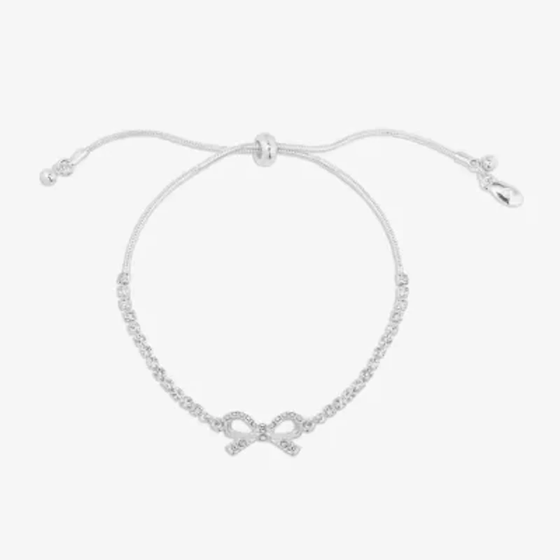 Bijoux Bar Silver Tone Womens Glass Bow Bolo Bracelet