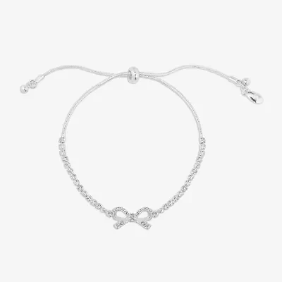 Bijoux Bar Silver Tone Womens Glass Bow Bolo Bracelet